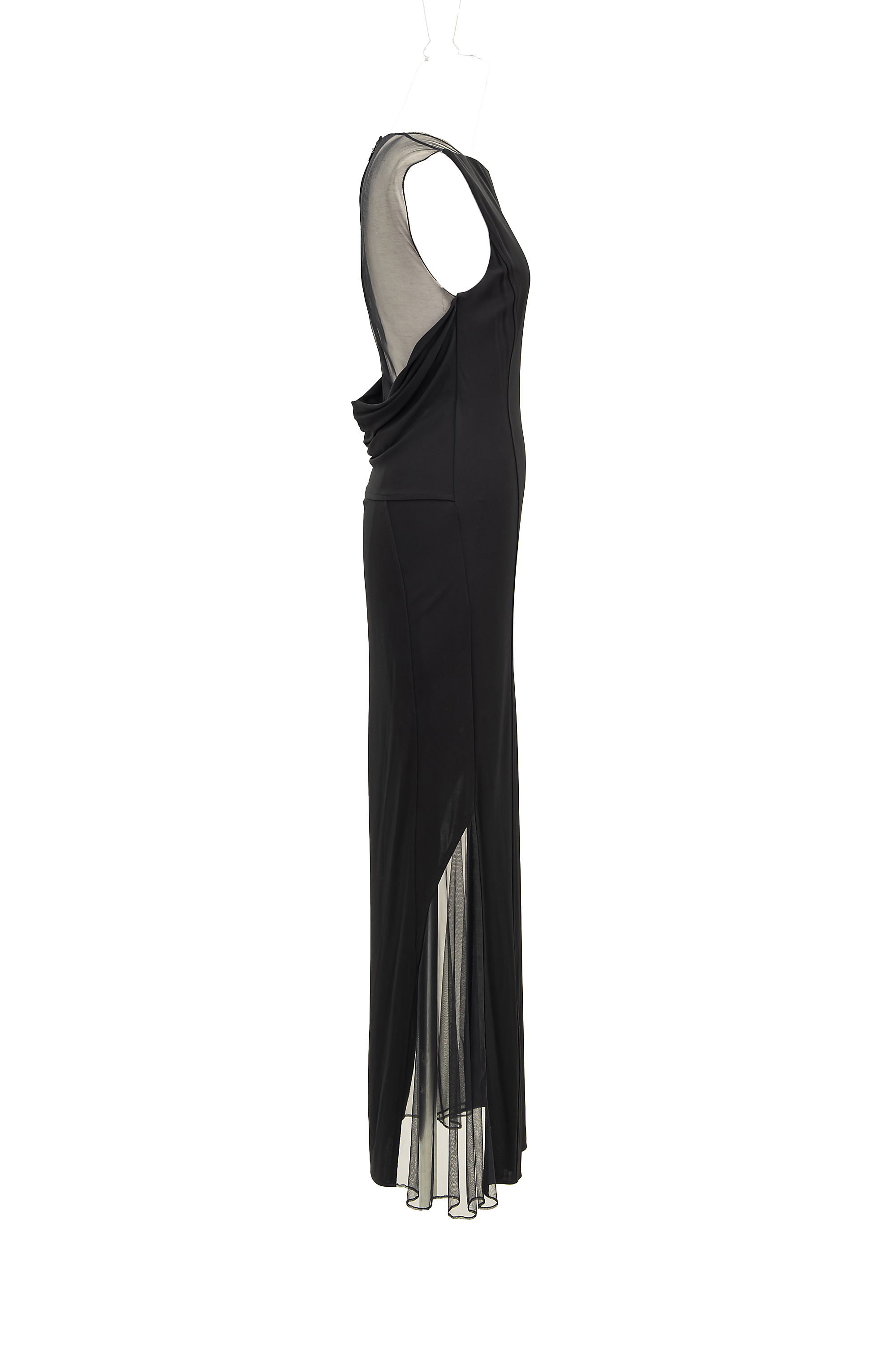 HELMUT LANG【関税送料込&SALE価格】ビスコースロングドレス Helmut Lang］バックシースルードレス-ブラックをレンタルする